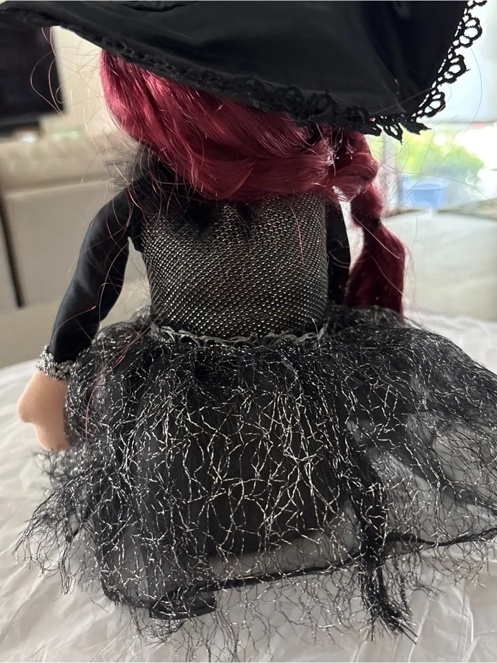 Happy Witch Doll with Red Hair and Black  Silver Outfit